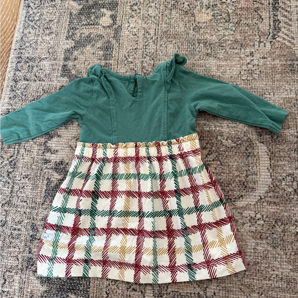 RUFFLEBUTTS baby Girl's Spruce & Tinsel Plaid Dress - Picture 3 of 7